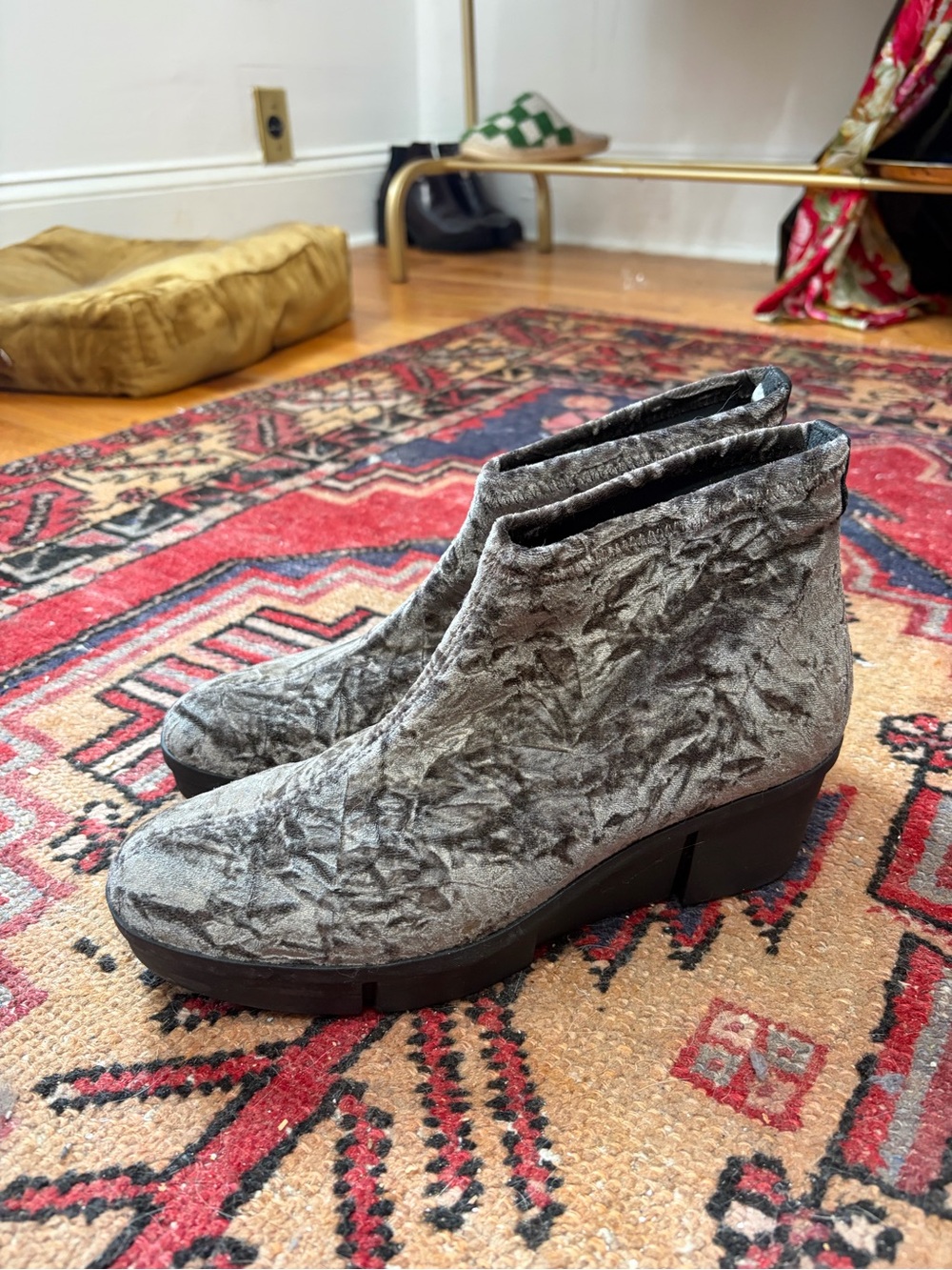 Crushed Velvet Ankle Boots Gray - Women's Fashion Boot Toni Pons Anthropologie